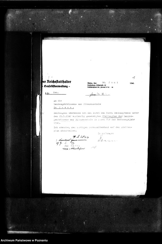 Obraz 5 z jednostki "Stellenplan [Budżet szkoły na lata 1940-1943]."