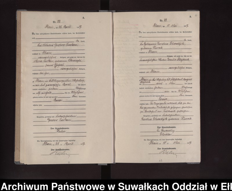 image.from.unit.number "Geburts-Neben-Register des Preussischen Standes-Amtes Rhein Kreis Lötzen"