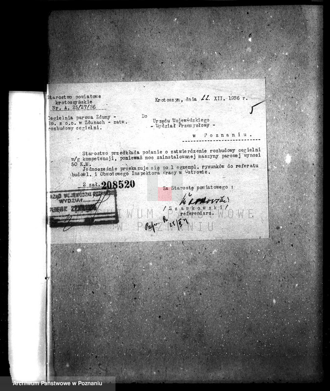 Obraz 10 z jednostki "Zatwierdzenie zakładu przemysłowego /cegielni parowej/ Fabryka dachówek i dren Spółka z o.o. B. Weber w Zdunach pow. krotoszyński"