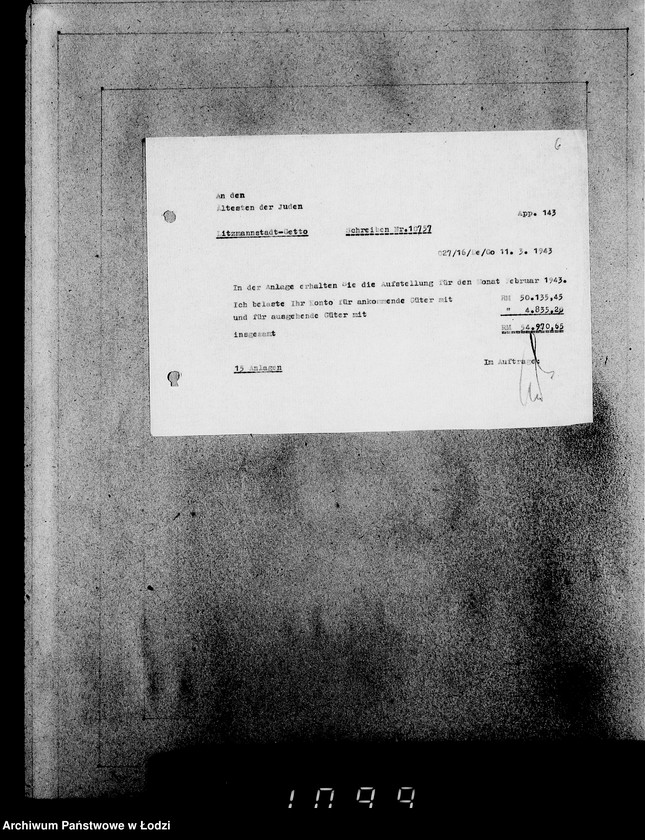 Obraz 10 z jednostki "Korrespondenz mit dem Ältesten der Juden"