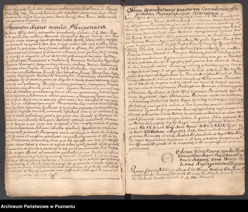 Obraz 13 z jednostki "Sub felici regimine nobilis et spectabilis domini Mathiae Czochron, notariatu excellentis et nobilis Joannis Barszczewski utriusque iuris doctoris, apostolici et officii praesentis notarii liber actorum officii consularis."