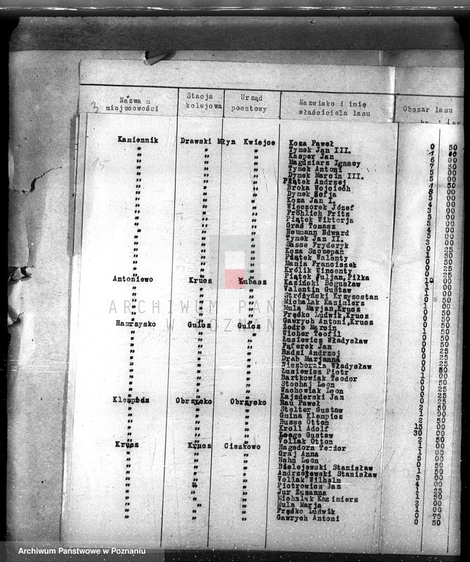 Obraz 19 z jednostki "/Spis właścicieli lasów z terenu powiatu czarnkowskiego"