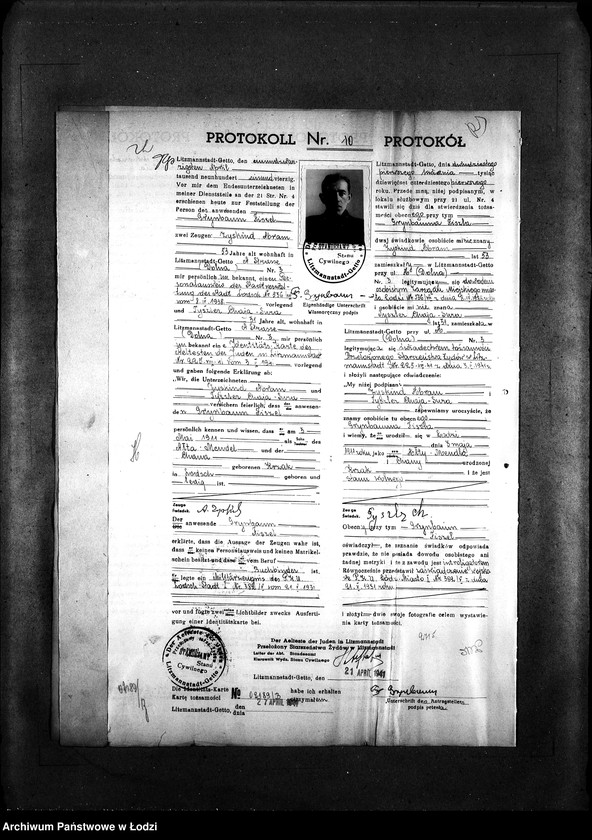 Obraz 13 z jednostki "[Protokoły stwierdzające na podstawie zeznań 2 świadków personalia i tożsamość osób ubiegających się o kartę tożsamości]"