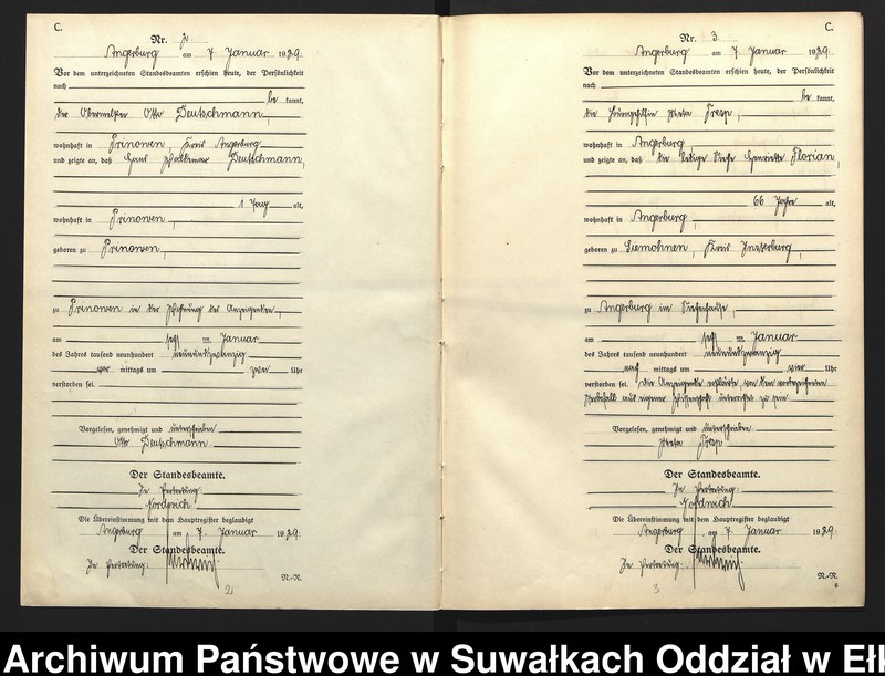 image.from.unit.number "C2. Sterbe = Register (Neben = Register) Standesamt Angerburg einschl. der Standesamtsbezirke Gross Strengeln, Kehlen und Prinowen]"