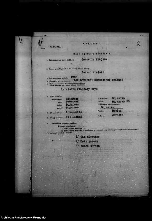 image.from.unit.number "Kwestionariusz Gazowni Miejskiej w Bojanowie powiat rawicki"