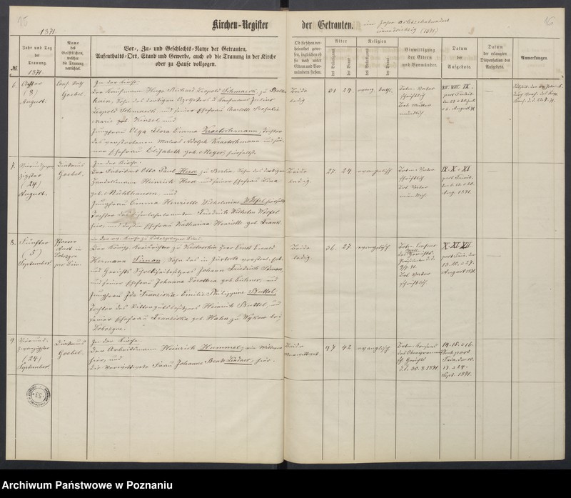 Obraz 11 z jednostki "[Akta urodzeń i chrztów, ślubów, zgonów]"