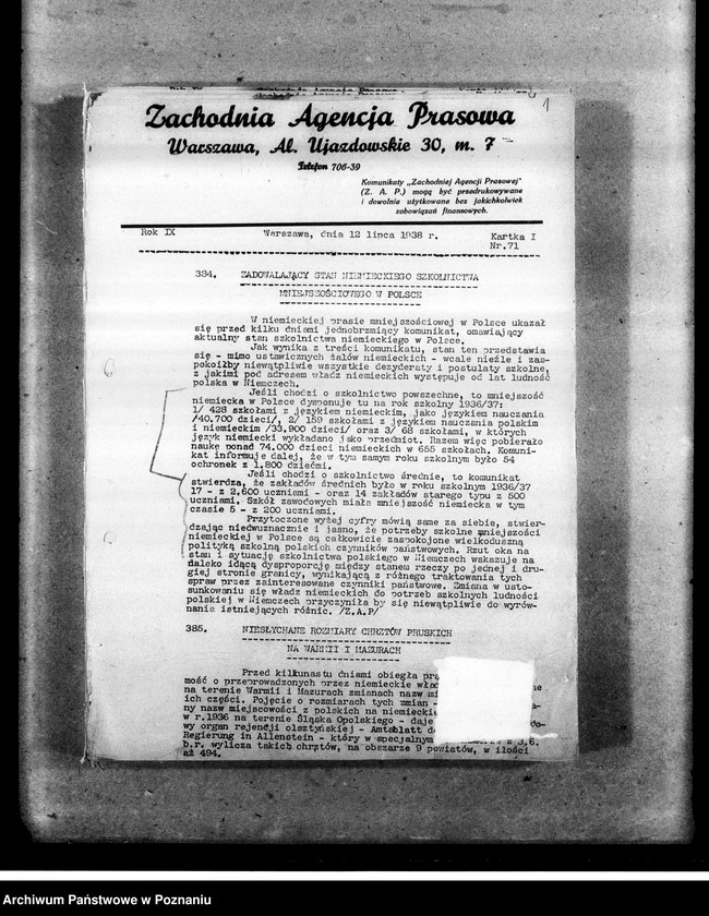 Obraz 4 z jednostki "Biuletyny Zachodniej Agencji Prasowej i Prasowej Agencji Młodych Obozu Zjednoczenia Narodowego"