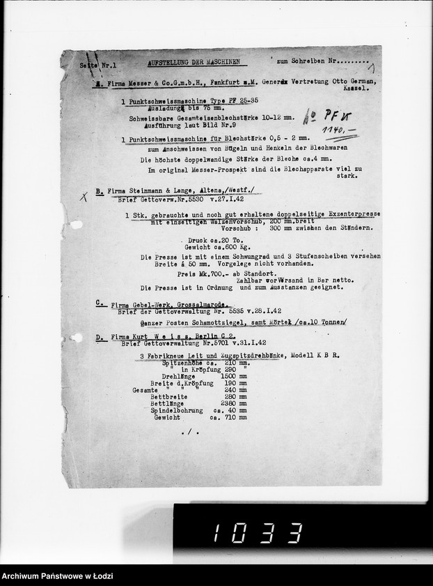 Obraz 5 z jednostki "Werkzeugmaschinen.[Korespondencja w sprawie zakupu]"