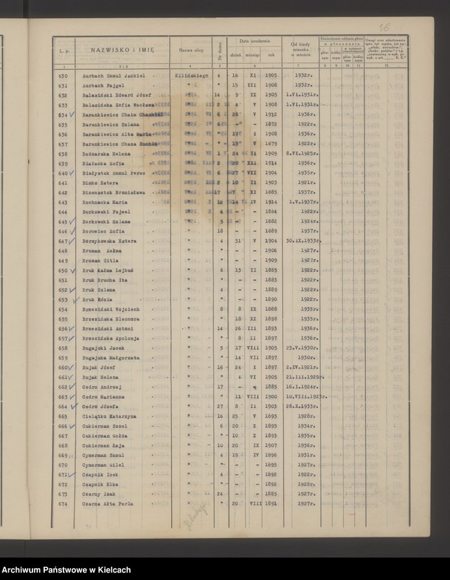 image.from.unit.number "Spis wyborców Rady Miejskiej uprawnionych do głosowania przy wyborze radnych miejskich i ich zastępców, Okręg wyborczy Nr I. Obwód Nr 1"