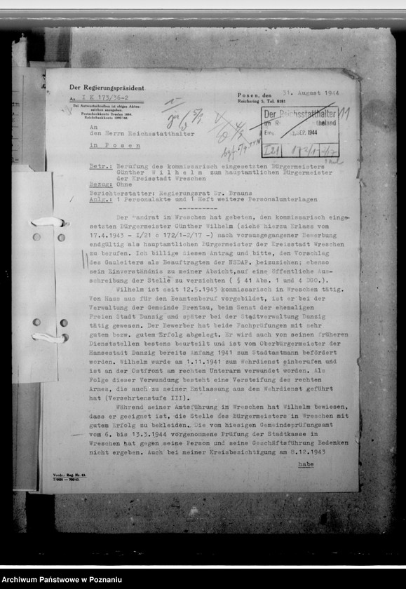 Obraz 15 z jednostki "Wilhelm, Günther - burmistrz we Wrześni"