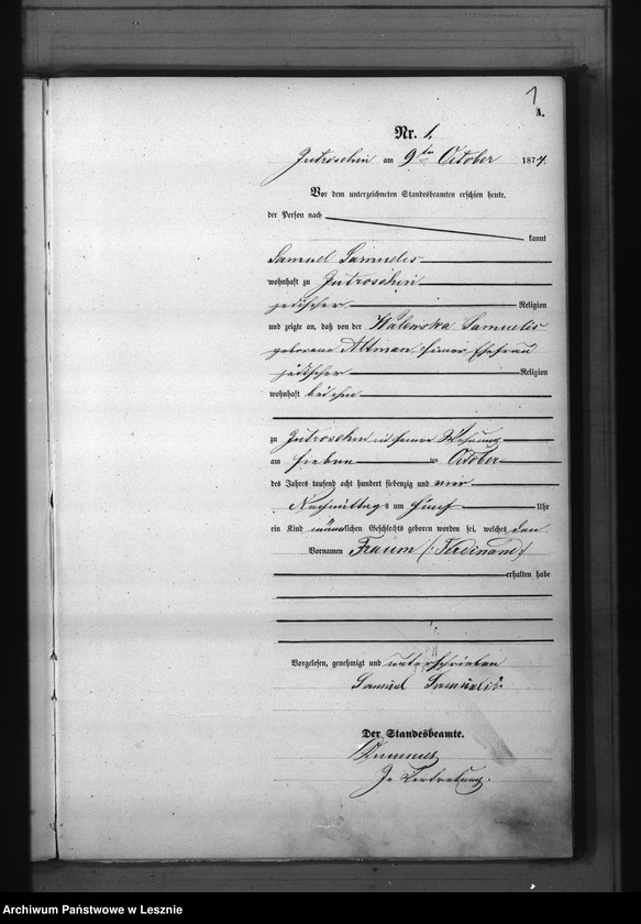 Obraz z jednostki "[Księga urodzeń - miasto]"