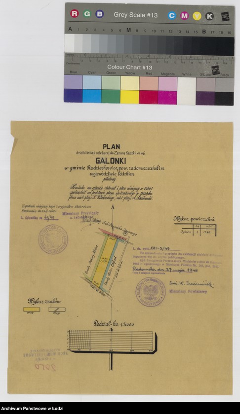 Obraz 1 z jednostki "Plan działki Nr 142/1 należącej do Zenona Kaczki we wsi Galonki w gminie Radziechowice, pow. radomszczańskim województwie łódzkim położonej"