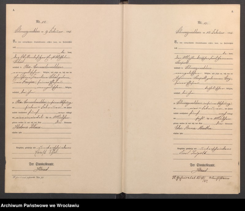 image.from.unit.number "Geburts-Haupt-Register Schwarzwaldau (Czarny Bór) 1905"