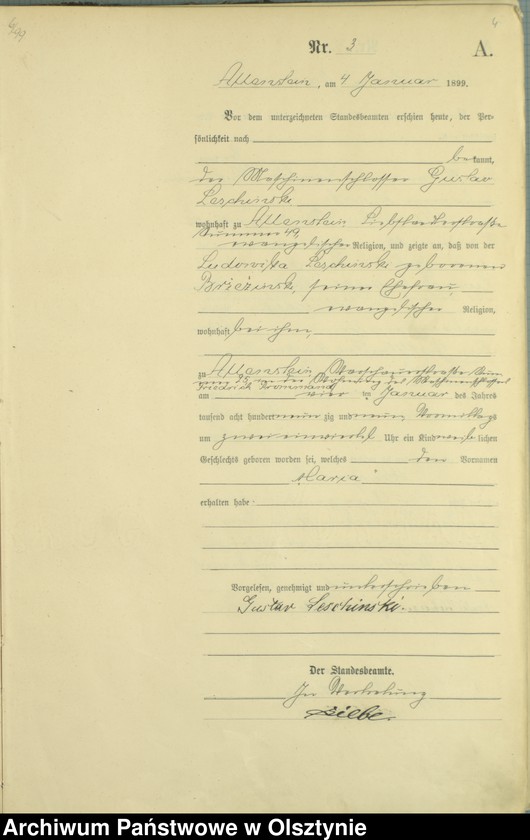 image.from.unit.number "Geburts-Haupt-Register Tom I,Nr 1 - 399"