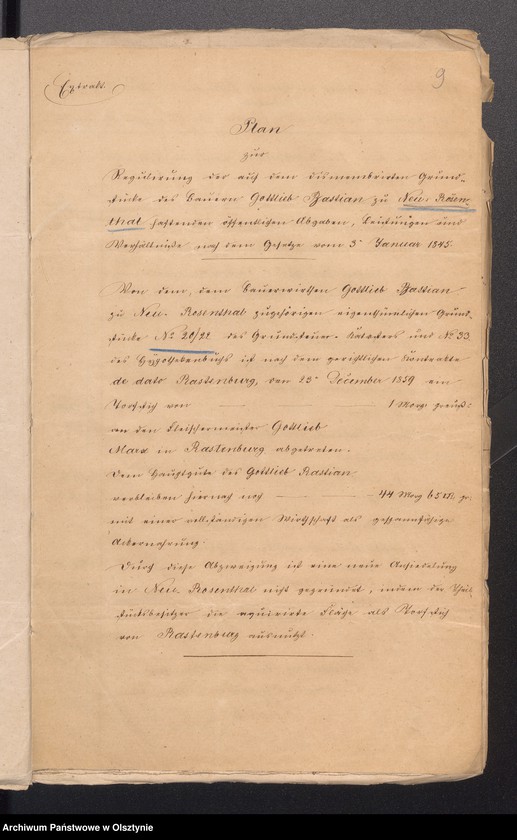 image.from.unit.number "Dismembrationssachen des Bauerngrundstück Neu Rosenthal Nr 38 zwecks Kenntnisnahme des Abgaben Regulirungs Plan durch der Mitglieder des Kirchen Kollegium und Schulvorstan."