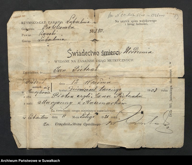 image.from.unit.number "Aneksa do Aktów Ślubnych parafji Wigierskiej za 1926 rok"