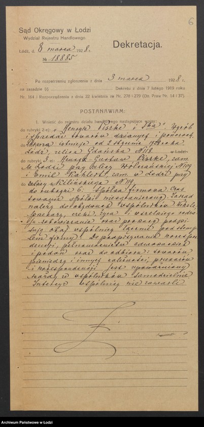 Obraz 8 z jednostki "Henryk Piszke i s-ka – sprzedaż towarów odzianych i pończoch"