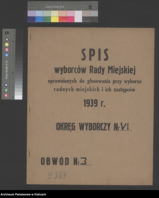 image.from.unit.number "Spis wyborców Rady Miejskiej uprawnionych do głosowania przy wyborze radnych miejskich i ich zastępców, Okręg wyborczy Nr VI. Obwód Nr 3"