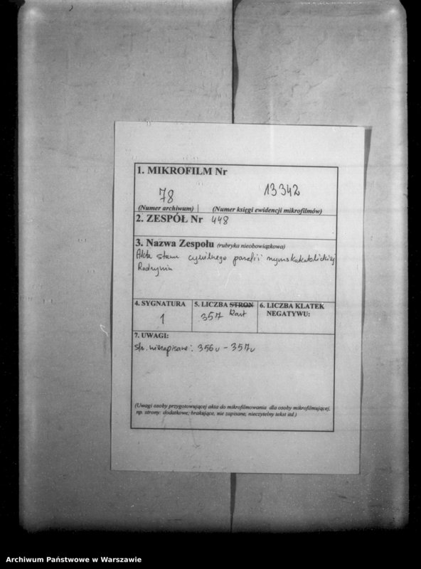 image.from.unit.number "Unikat akt zejścia parafii rzymskokatolickiej Radzymin w latach 1878-1891"