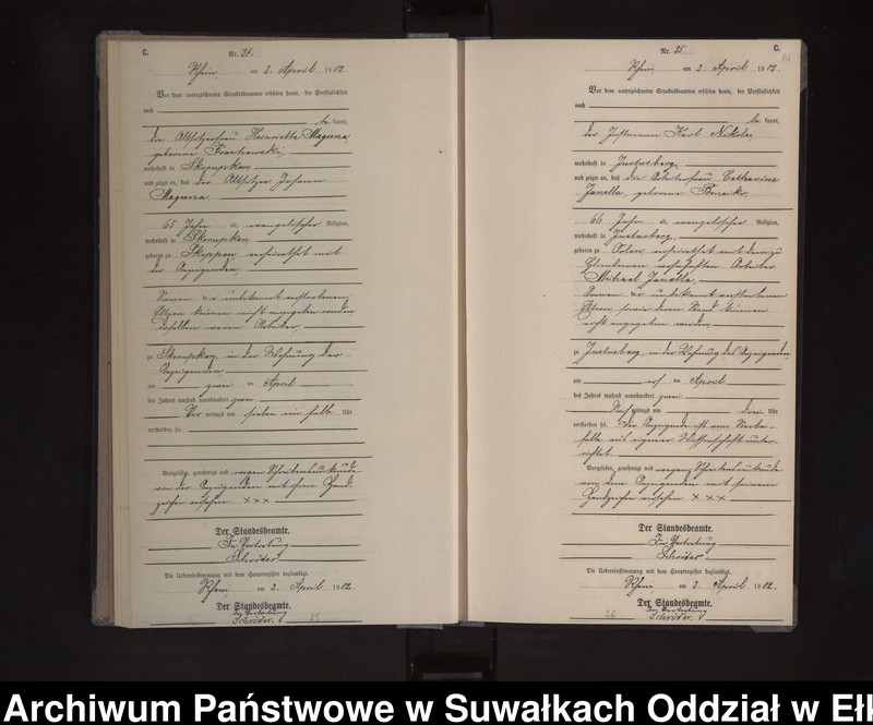 image.from.unit.number "Sterbe-Neben-Register des Königlichen Preussischen Standes-Amtes Orlen Kreis Loetzen"