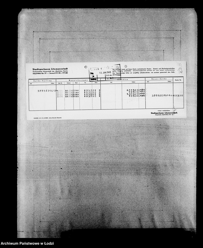 Obraz 16 z jednostki "Sonderkonto 12300 Bankauszüge"