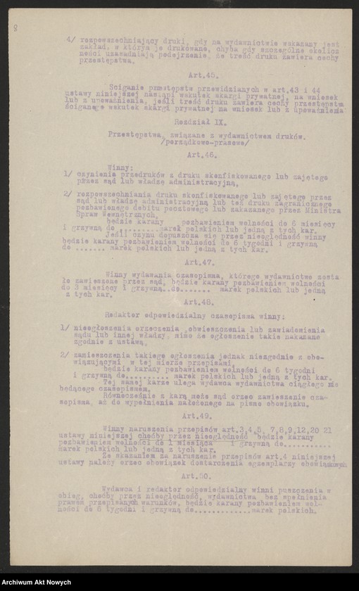 image.from.unit.number "Posiedzenie Rady Ministrów 2 X 192(?). Załącznik do porządku obrad w postaci Ustawy Prasowej"