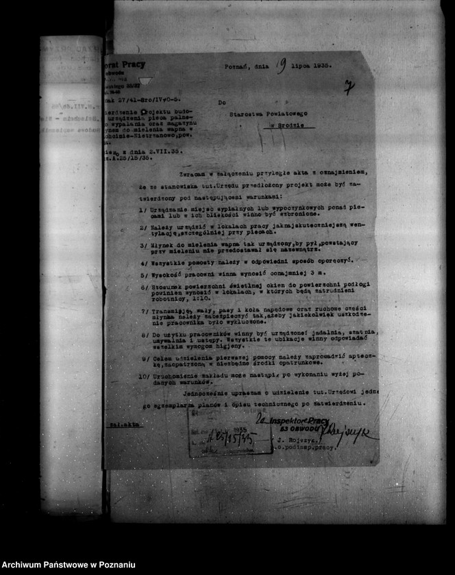 Obraz 11 z jednostki "Zatwierdzenie zakładu przemysłowego /wapniarni/ Zarząd Majętności Szlachcin powiat średzki"