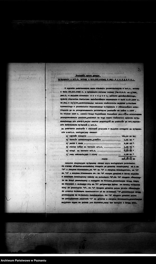 Obraz 6 z jednostki "Rejestr pomiarowy wyłączeń z art. 4 ustawy o wykonaniu reformy rolnej majątku Arongowo"