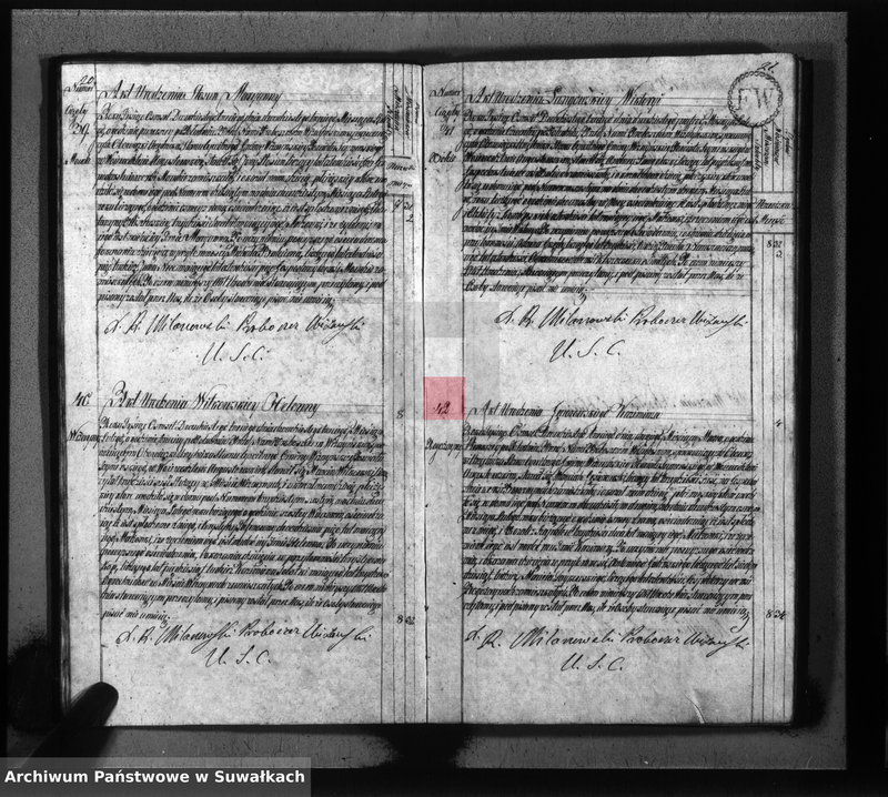 Obraz 14 z jednostki "Akta urodzonych gminy wiżańskiey obwodu seyneńskiego, w województwie augustowskim od dnia 1-go stycznia do dnia ostatniego grudnia 1823 roku"