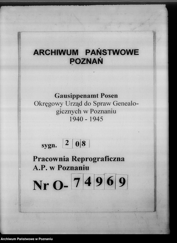 Obraz 1 z jednostki "Bücherverzeichnis, Kreissippenamt Gnesen [Gniezno]"