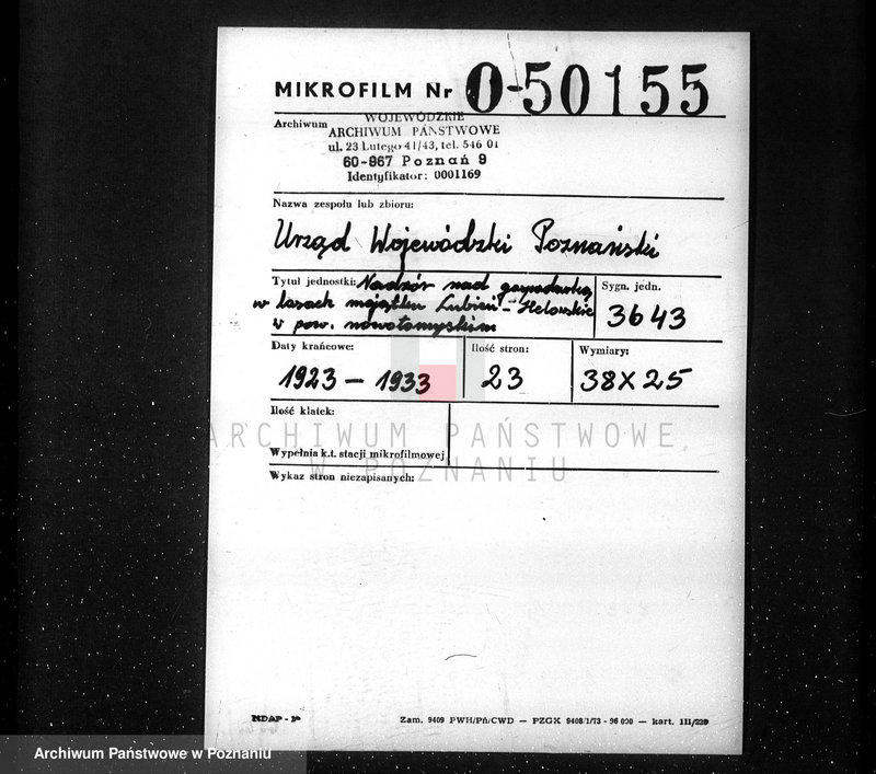 Obraz 2 z jednostki "/Nadzór nad gospodarką w lasach majątku Lubień-Helowskie w powiecie nowotomyskim"