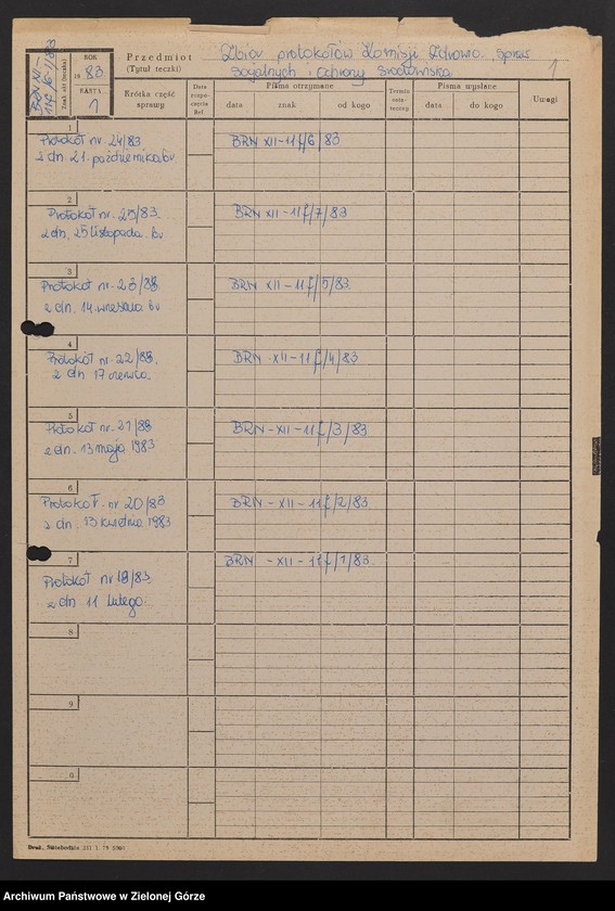 image.from.unit.number "Protokóły z posiedzeń Komisji Zdrowia, Spraw Socjalnych i Ochrony Środowiska Wojewódzkiej Rady Narodowej w Zielonej Górze"