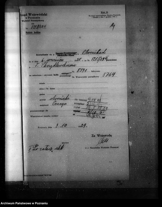 Obraz 18 z jednostki "Majętność Ocieszyn pow. obornicki, własność Skrzydlewski nr woj. kotła 8541"