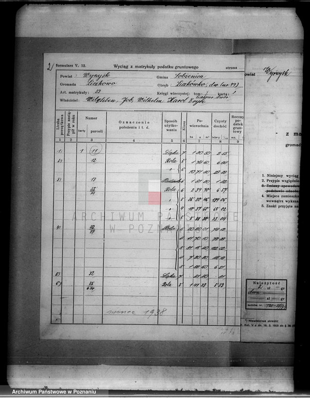 Obraz 6 z jednostki "Wyciąg z matrykuły podatku gruntowego gromady Liszkowo"