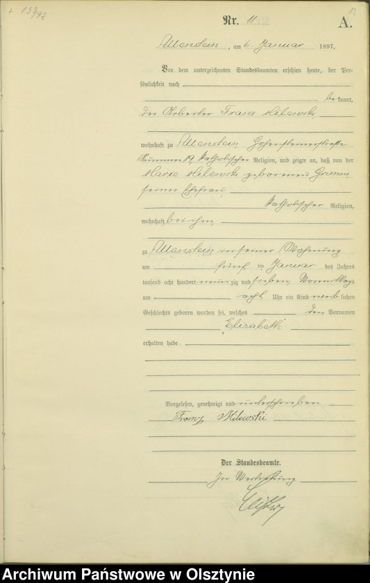 image.from.unit.number "Geburts-Haupt-Register Tom I,Nr 1 - 399"