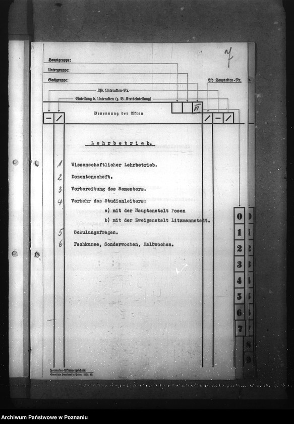 Obraz 11 z jednostki "Verzeichnis der Akten für die Verwaltungs- Akademie- Hauptanstalt Posen und Zweiganstalt Litzmannstadt"
