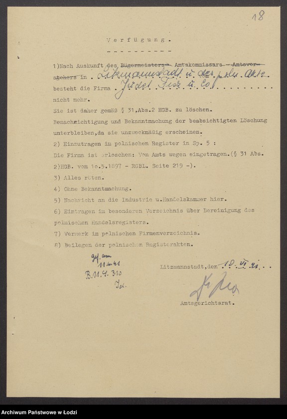 Obraz 20 z jednostki "Judel Fisz, Fajtel Berman- Judel Fisz i S-ka- wyrób i sprzedaż manufaktury"