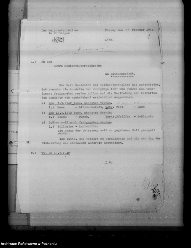 Obraz 5 z jednostki "Służba wojskowa landratów, Reg. Litzmannstadt (Łódź)"