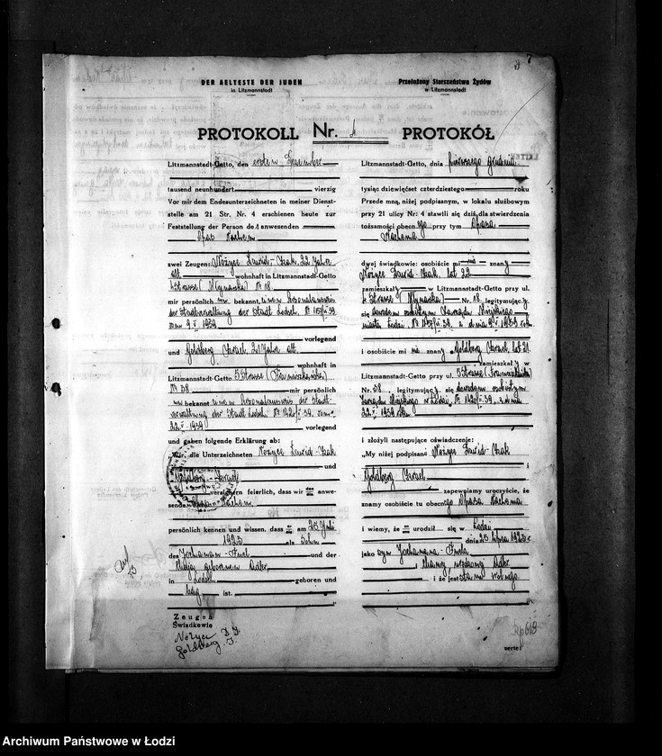 Obraz 10 z jednostki "[Protokoły stwierdzające na podstawie zeznań 2 świadków personalia i tożsamość osób ubiegających się o kartę tożsamości]"