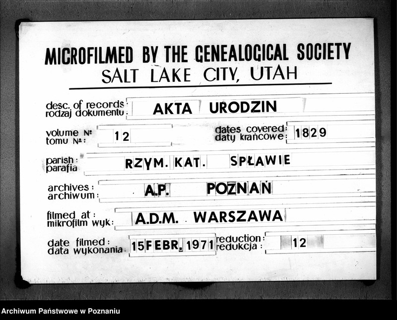 image.from.team "Akta stanu cywilnego Parafii Rzymskokatolickiej Spławie (pow. poznański)"