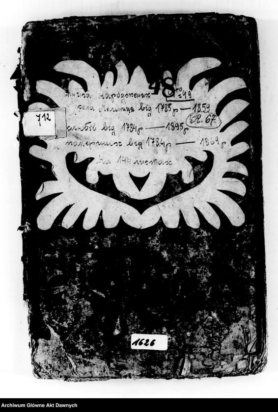 image.from.unit.number "Parafia: Mielnica. Dekanat: Borszczów. Księga metrykalna urodzeń, ślubów i zgonów dla miasta Mielnica."