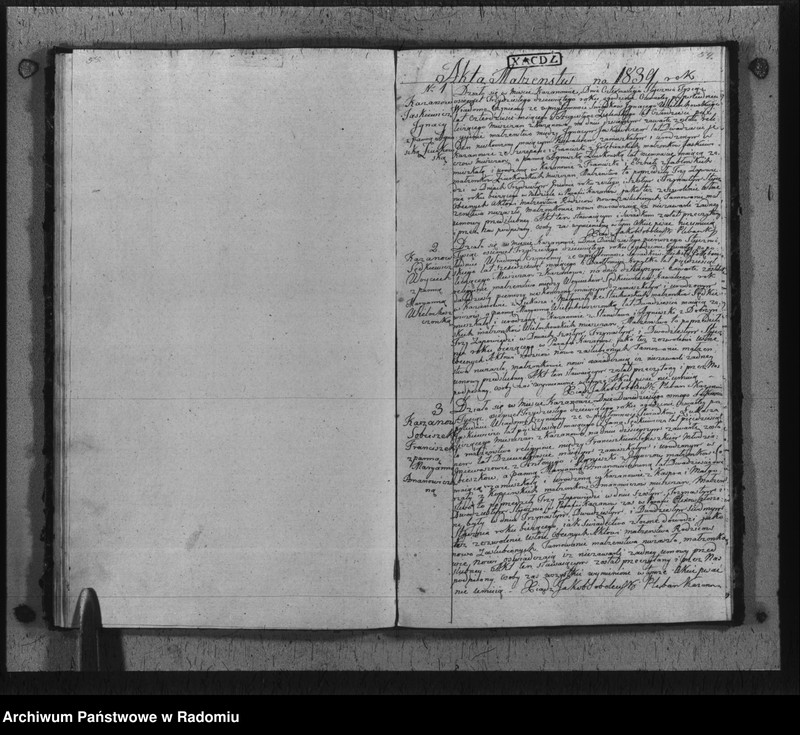 image.from.unit.number "Duplikat urodzonych, zaślubionych i zmarłych aktów połączonych religijno cywilnych gminy i parafii Kazanów na rok 1839"