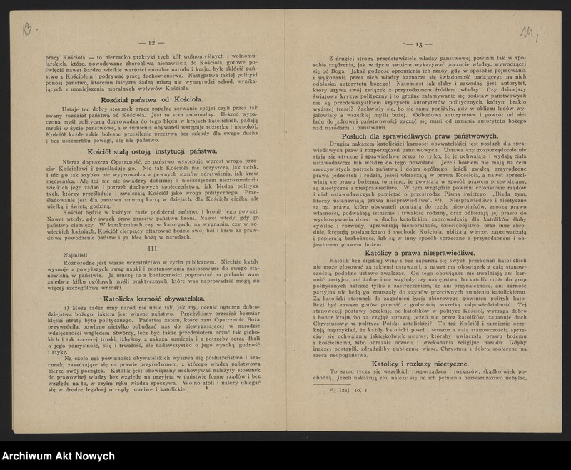 image.from.unit.number "O chrześcijańskie zasady życia państwowego (List pasterski kard. prymasa A. Hlonda - broszura)"