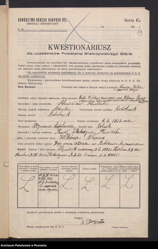 Obraz 19 z jednostki "Lista członków Związku Powstańców Wielkopolskich przesłane przez hitlerowców S.D. - Toruń do S.D. - Leitabschnitt - Poznań."