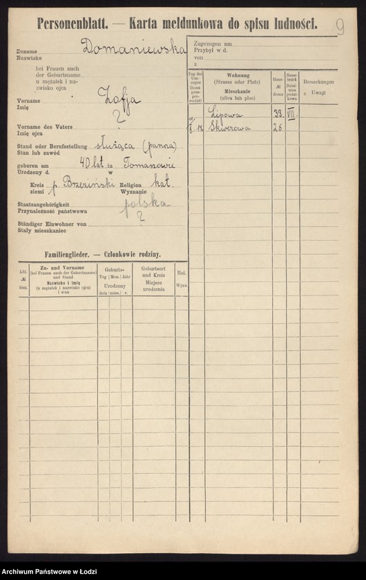 Obraz 11 z jednostki "[Spis ludności Łodzi] Doman - Domowicz"