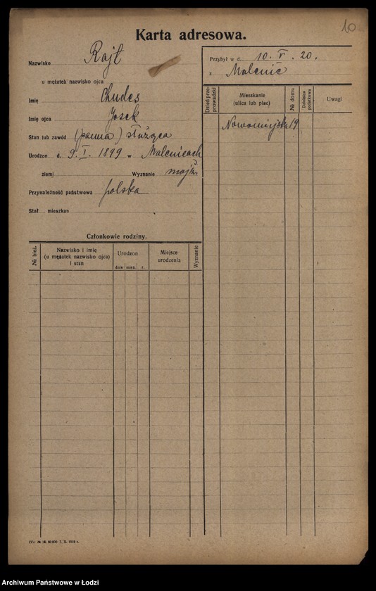 Obraz 12 z jednostki "[Spis ludności Łodzi] Rajssmesser-Rakowienko"