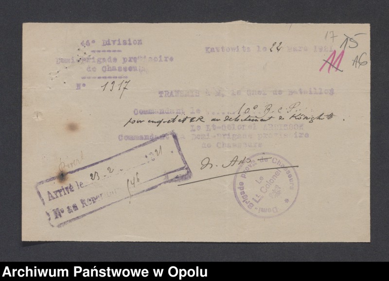 image.from.unit.number "/Korespondencja w sprawie kontroli, rewizji i dochodzeń wobec różnych osób-nielegalny pobyt, kolportaż prasy/ III 1921"