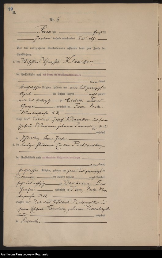 Obraz 10 z jednostki "Księga miejscowa małżeństw tom I [Rejestr główny małżeństw]"