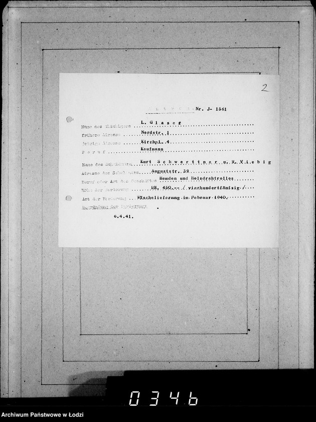 Obraz 6 z jednostki "J.1561-1580 [Wnioski Żydów z Getta o zwrot należności za towar wzięty na kredyt]"