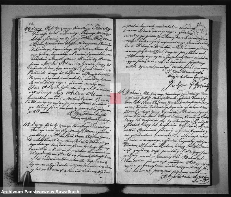 image.from.unit.number "Akta zmarłych gminy seyneńskiey w roku 1823."